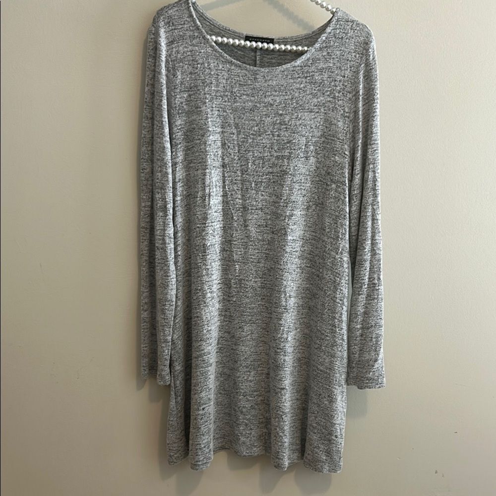 Staccato Soft Grey Long Sleeve Shirt Dress with Pockets. Size Large